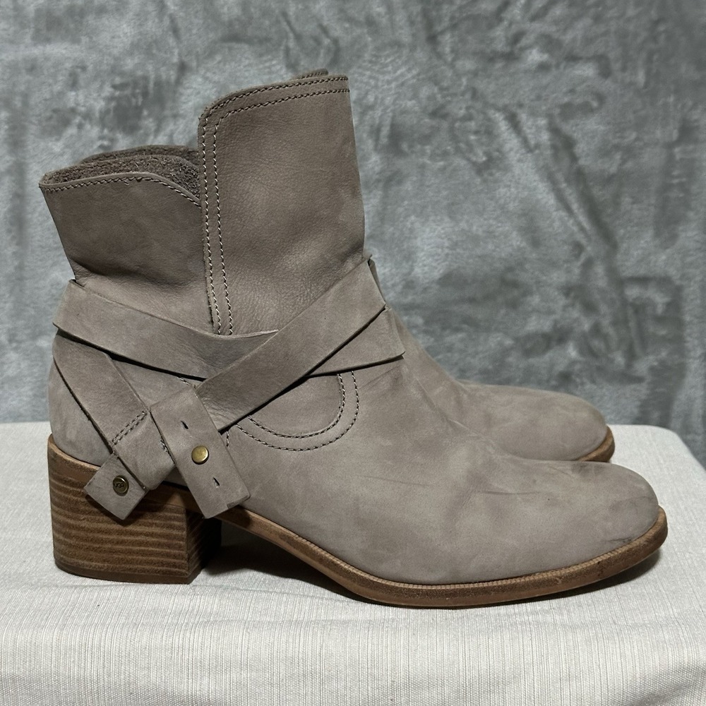 UGG Elora Ankle Boots Suede Strappy Womens US 10 UK 8.5 Gray Western Boho Indie